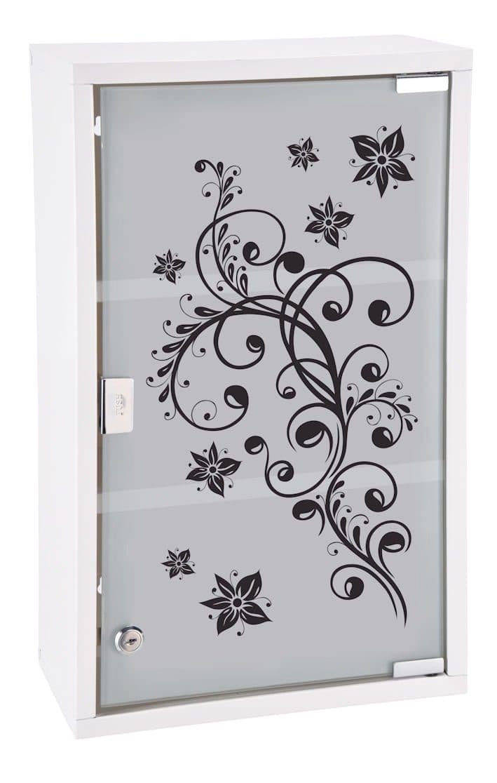 Spetebo Medizinschrank Weiß Metall Glastür 3 Fächer