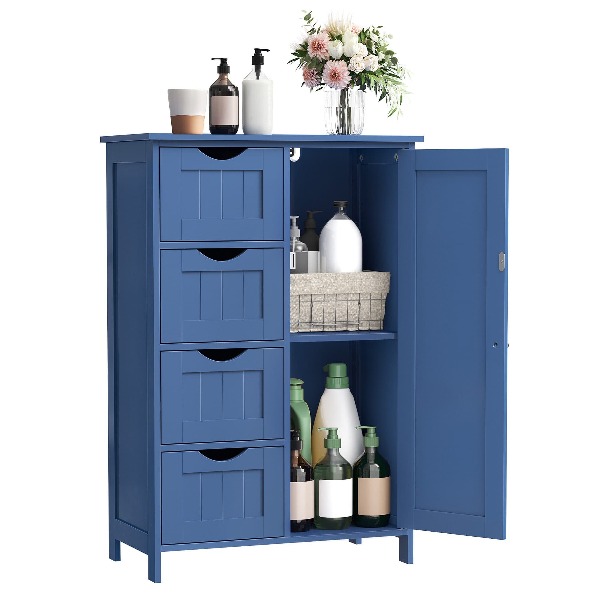 VASAGLE Badmöbel-Set Badezimmerschrank Beistellschrank 4 Schubladen - Bild 2