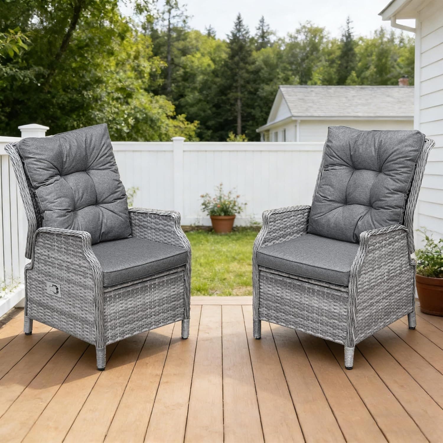 HOMECALL Rattan Gartensessel mit verstellbarer Rückenlehne und Kissen - Bild 2