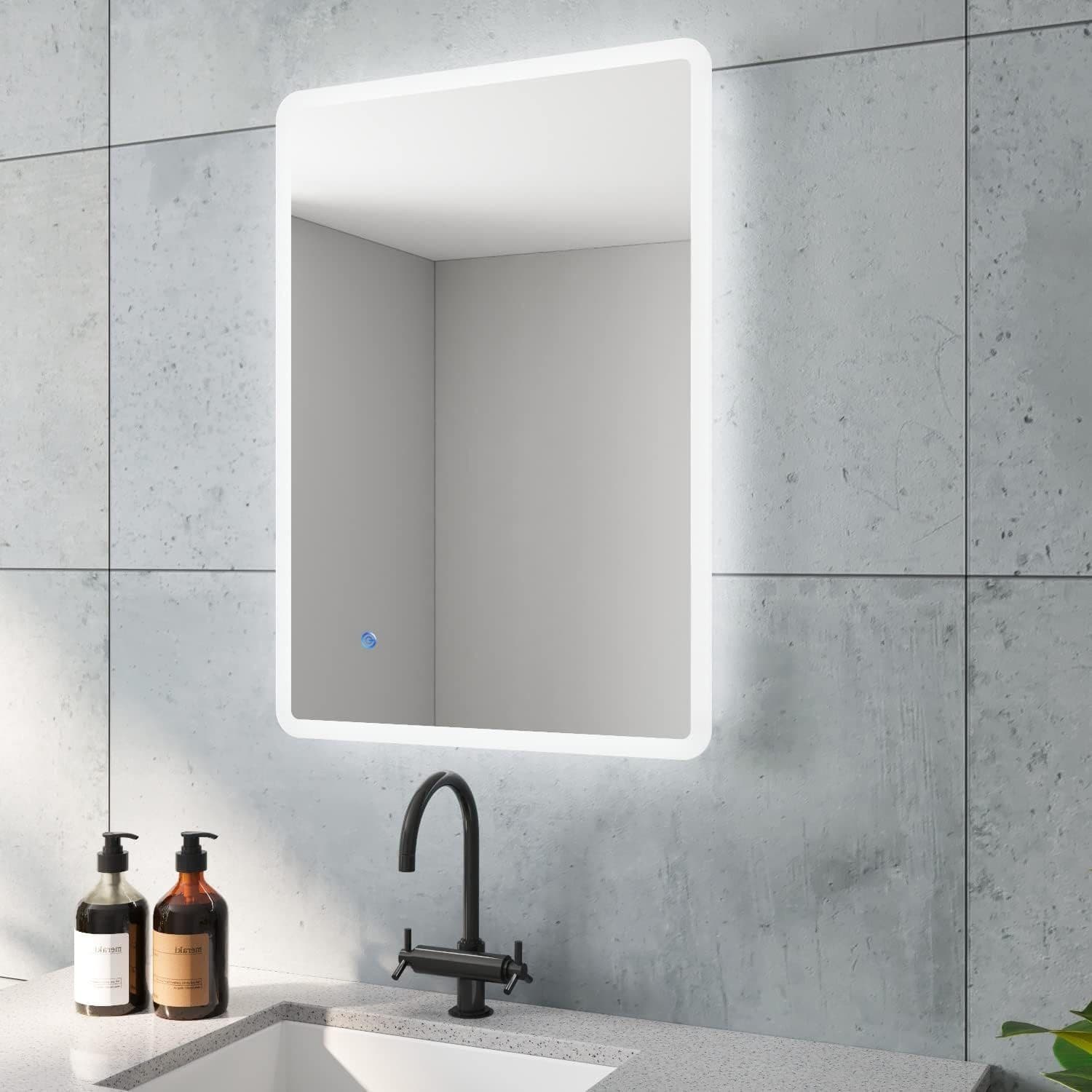 AQUABATOS Badspiegel LED Spiegel Beleuchtet Wandspiegel 70x50 cm Kaltweiß 6400K - Bild 2