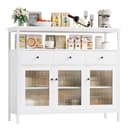 Homfa Sideboard Küchenschrank mit Glastüren und Schubladen, Weiß Bild 2