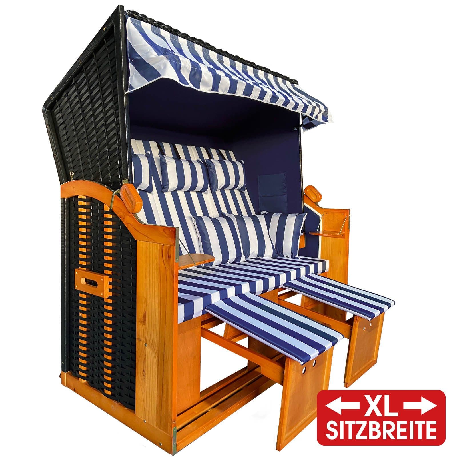 BRAST Strandkorb 3-Sitzer XL Blau/Weiß Polyrattan - Bild 2