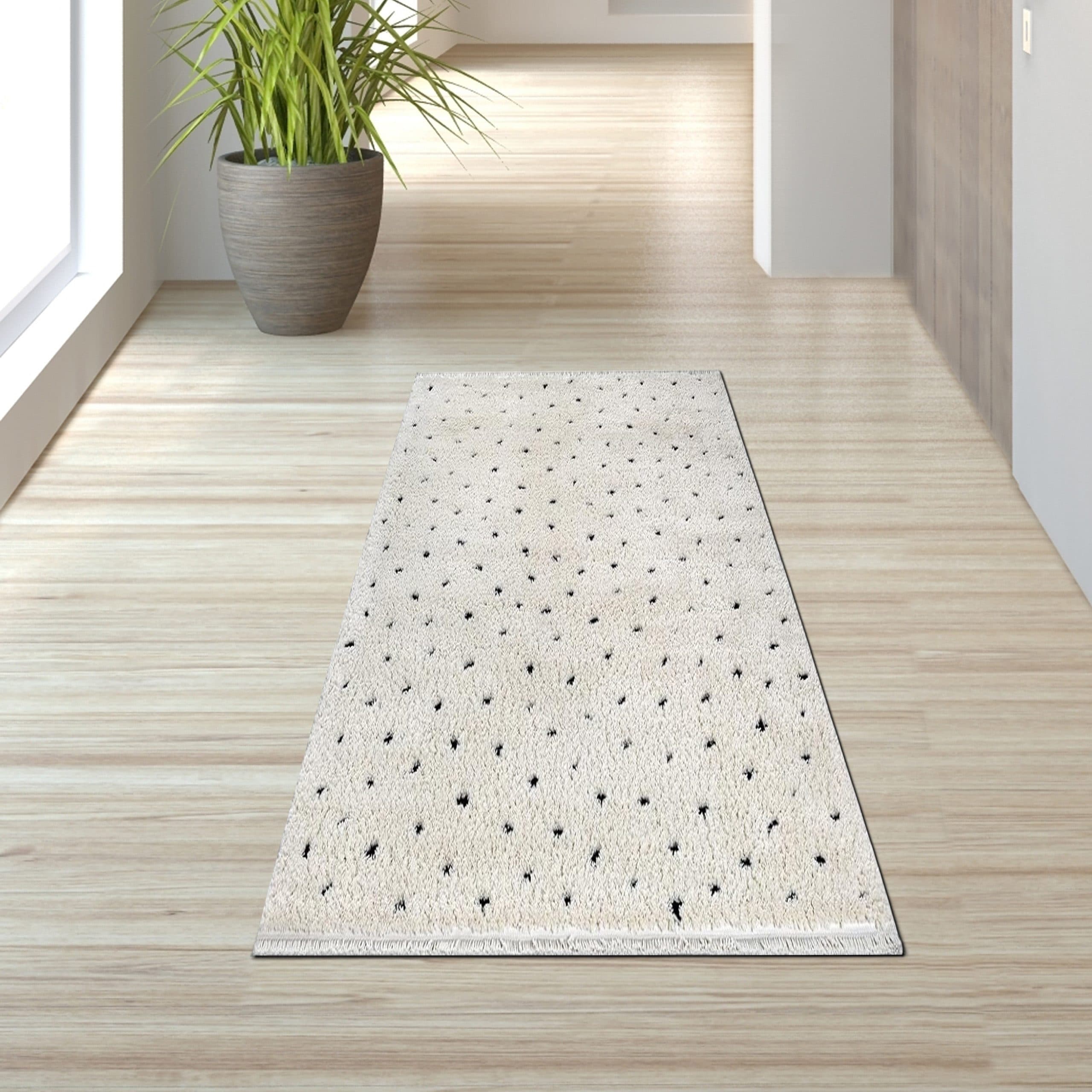 TeppichHome24 Teppich gepunktet Creme Schwarz Modern Hochflor - Bild 2