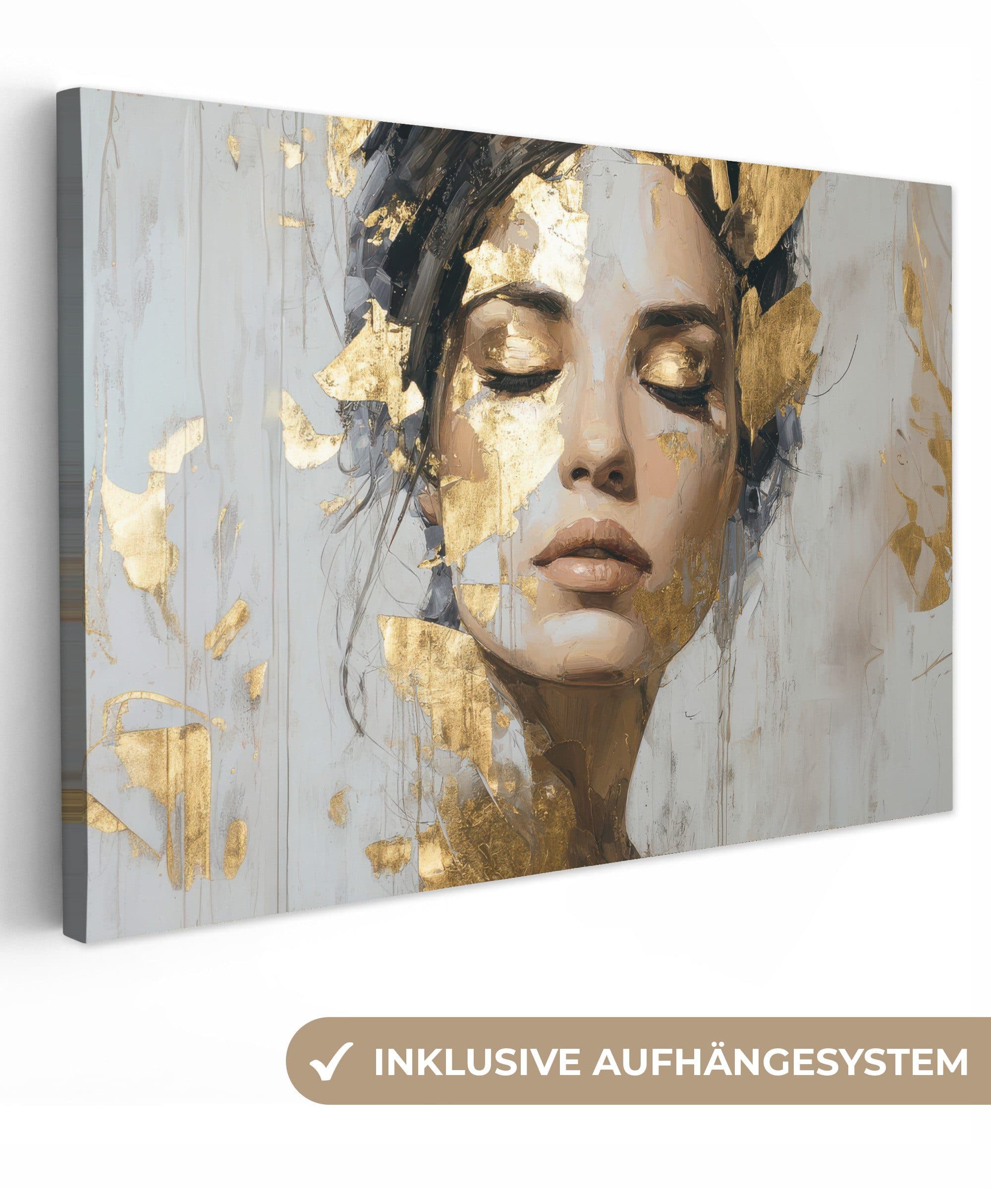 OneMillionCanvasses® Leinwandbild Frau Gold Aesthetic Wanddekoration - Bild 2