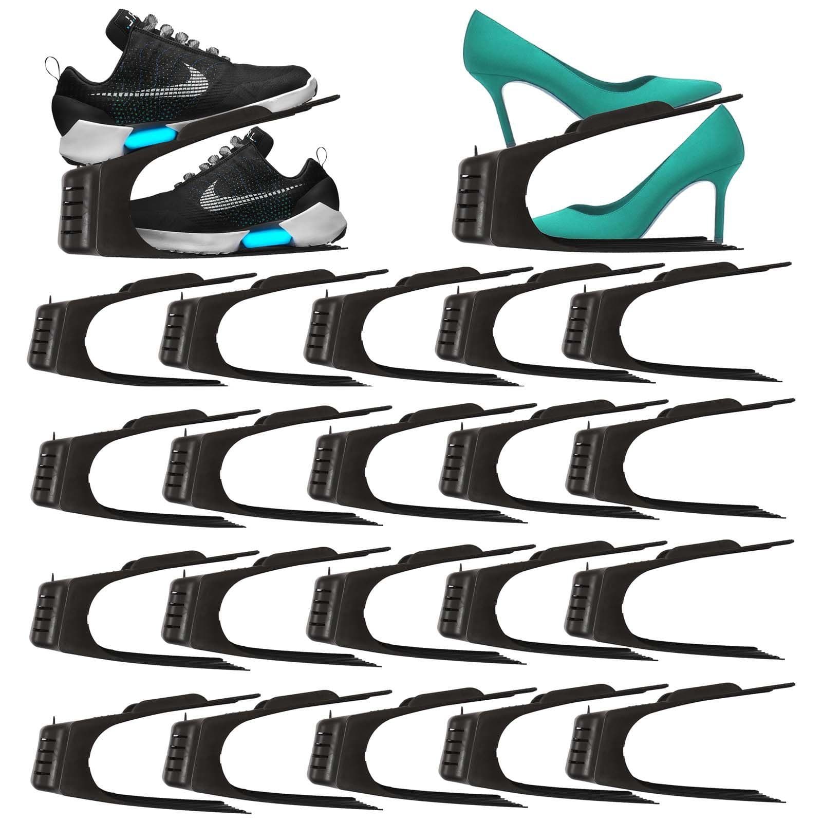 HAC24 Schuhregal 20-tlg. Schwarz Kunststoff Organizer Platzsparend - Bild 2