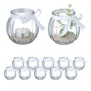 relaxdays Windlicht 12er Set Transparent Weiß Glas Bild 2