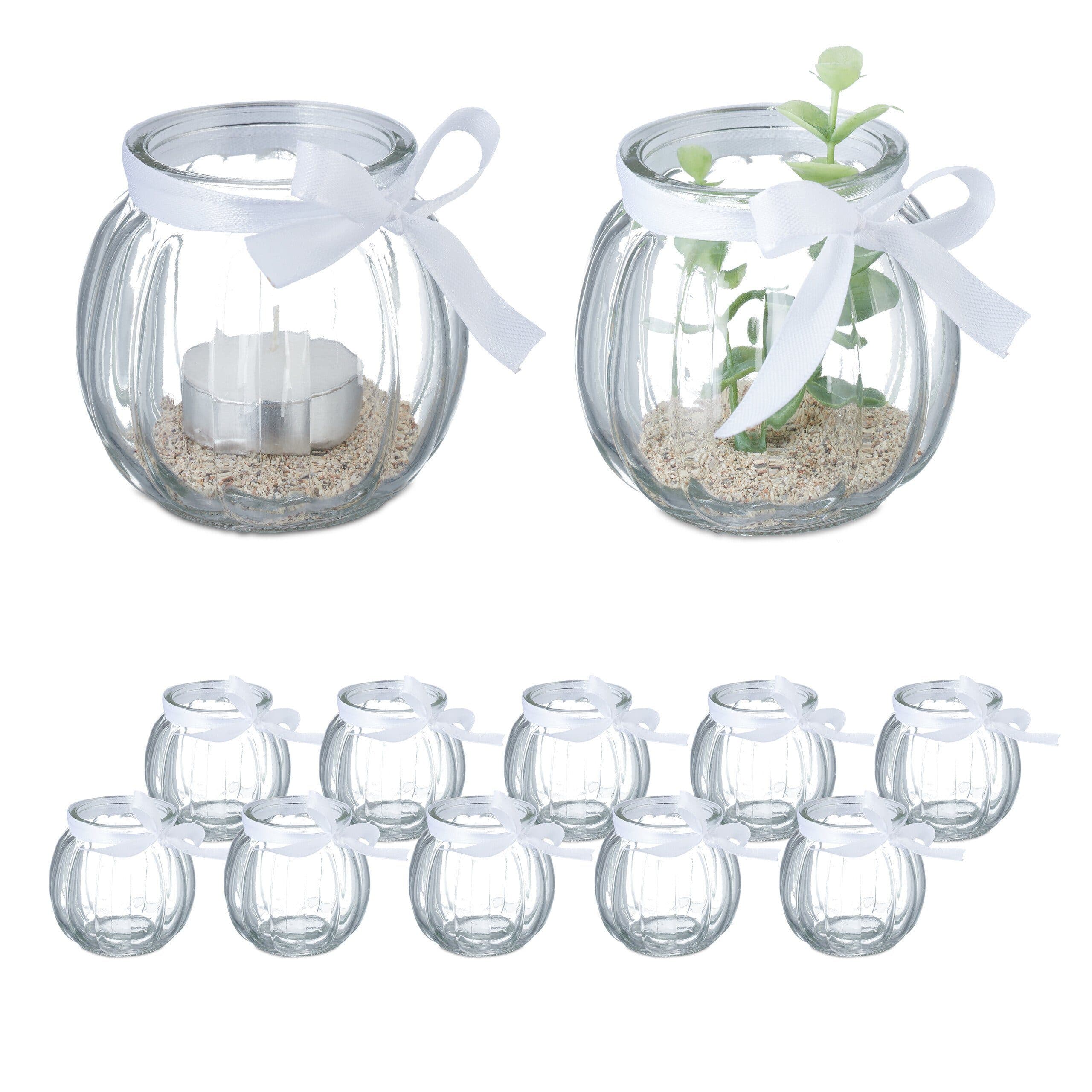 relaxdays Windlicht 12er Set Transparent Weiß Glas - Bild 2