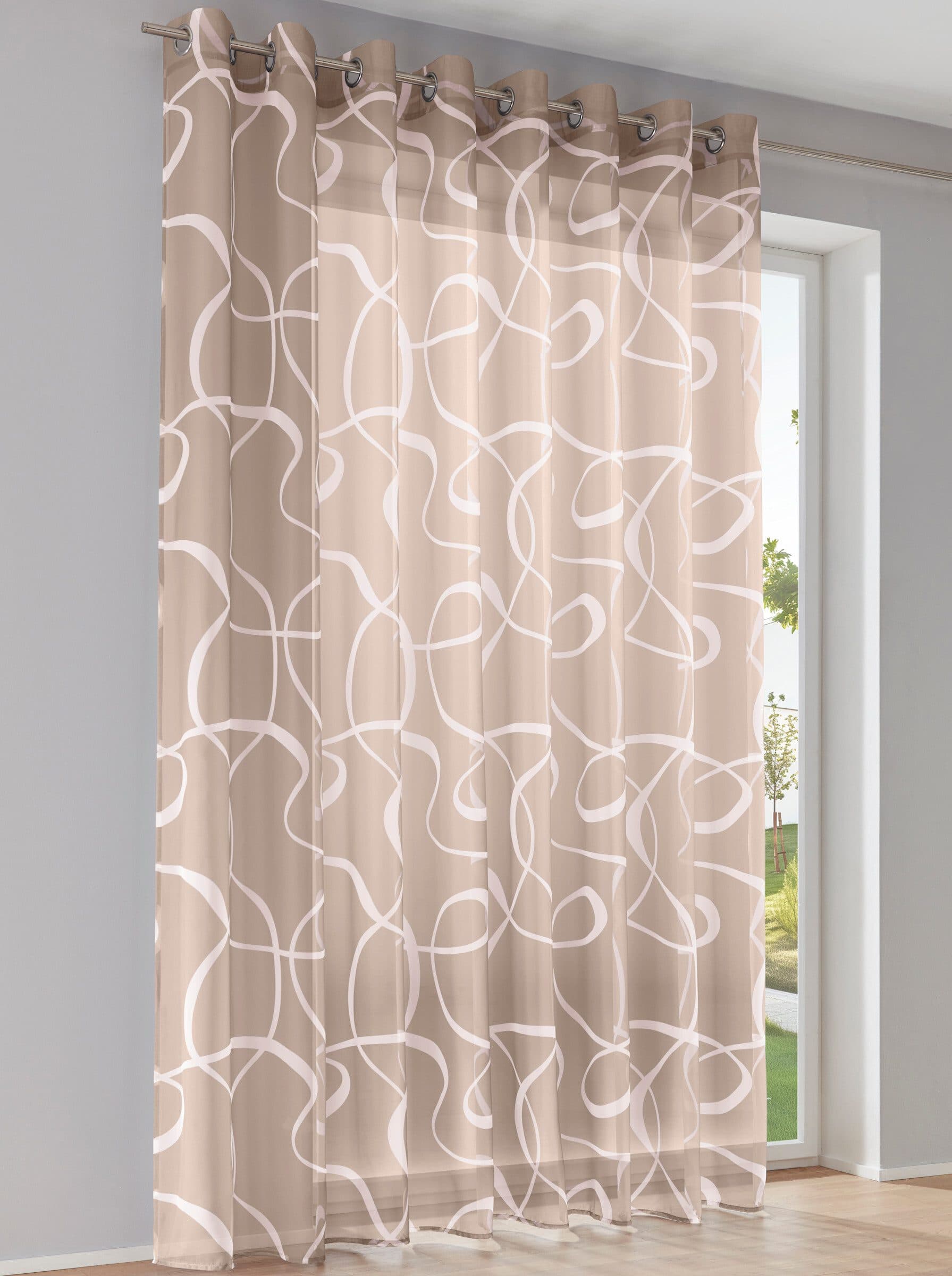 HEINE HOME Gardine taupe-weiß 2er-Set Polyester - Bild 2