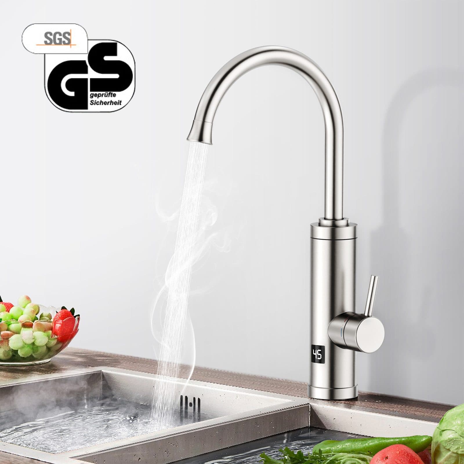 HOMELODY Elektrischer Küchenwasserhahn mit Durchlauferhitzer 3300W Digitalanzeige - Bild 2