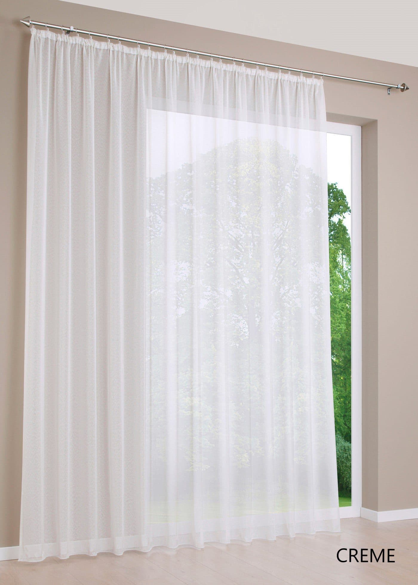 DecoHome24 Gardine Voile Creme Kräuselband Transparent - Bild 2