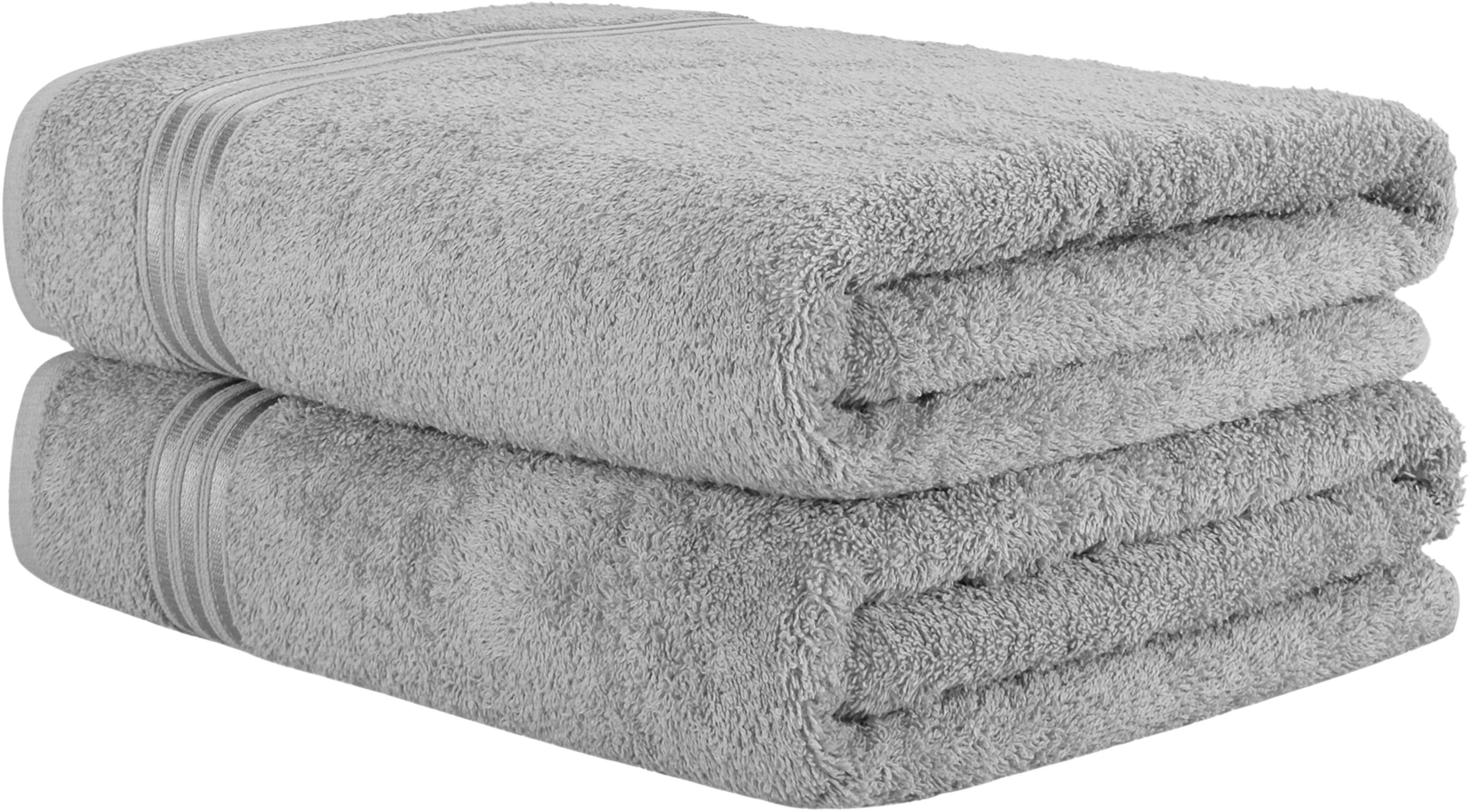HAMMETEX Saunatuch 2er Set Hellgrau Frottier 80x200cm - Bild 2