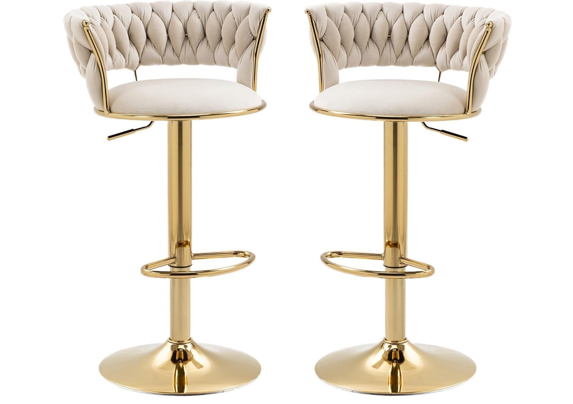 LVHOM Barhocker Set 2 St. Gold Samt Höhenverstellbar 360° Drehbar - Bild 2