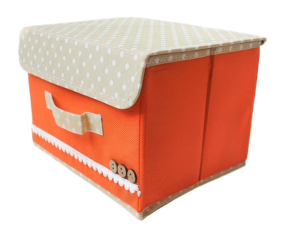 Yudu Aufbewahrungsbox Textil-Organizer Orange mit Klappdeckel