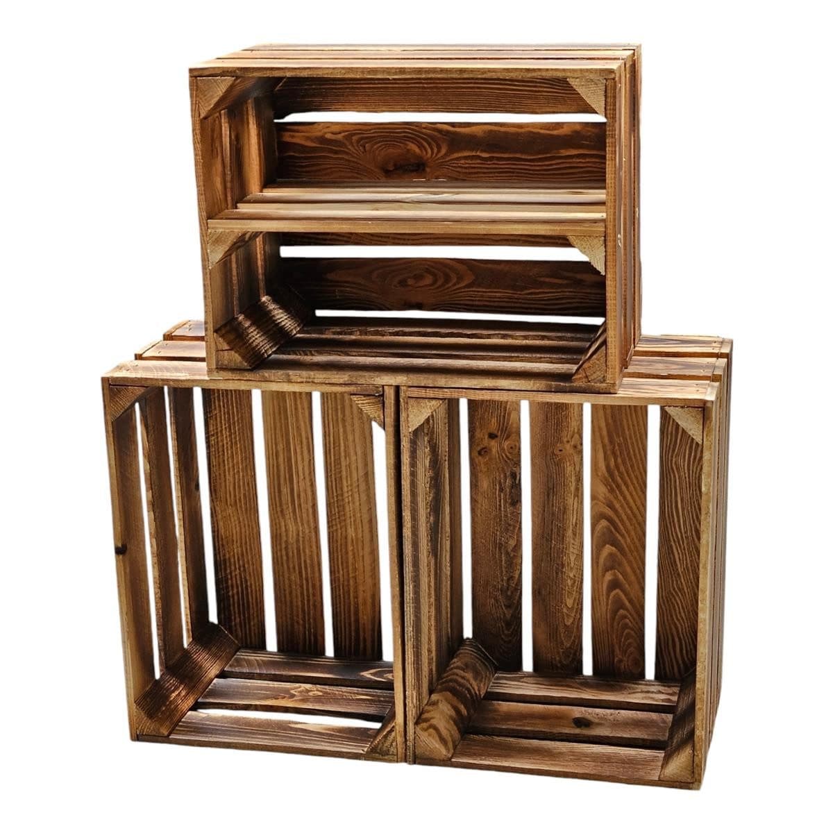 Teramico Holzkiste Set 3x Geflammt Aufbewahrungsbox - Bild 2