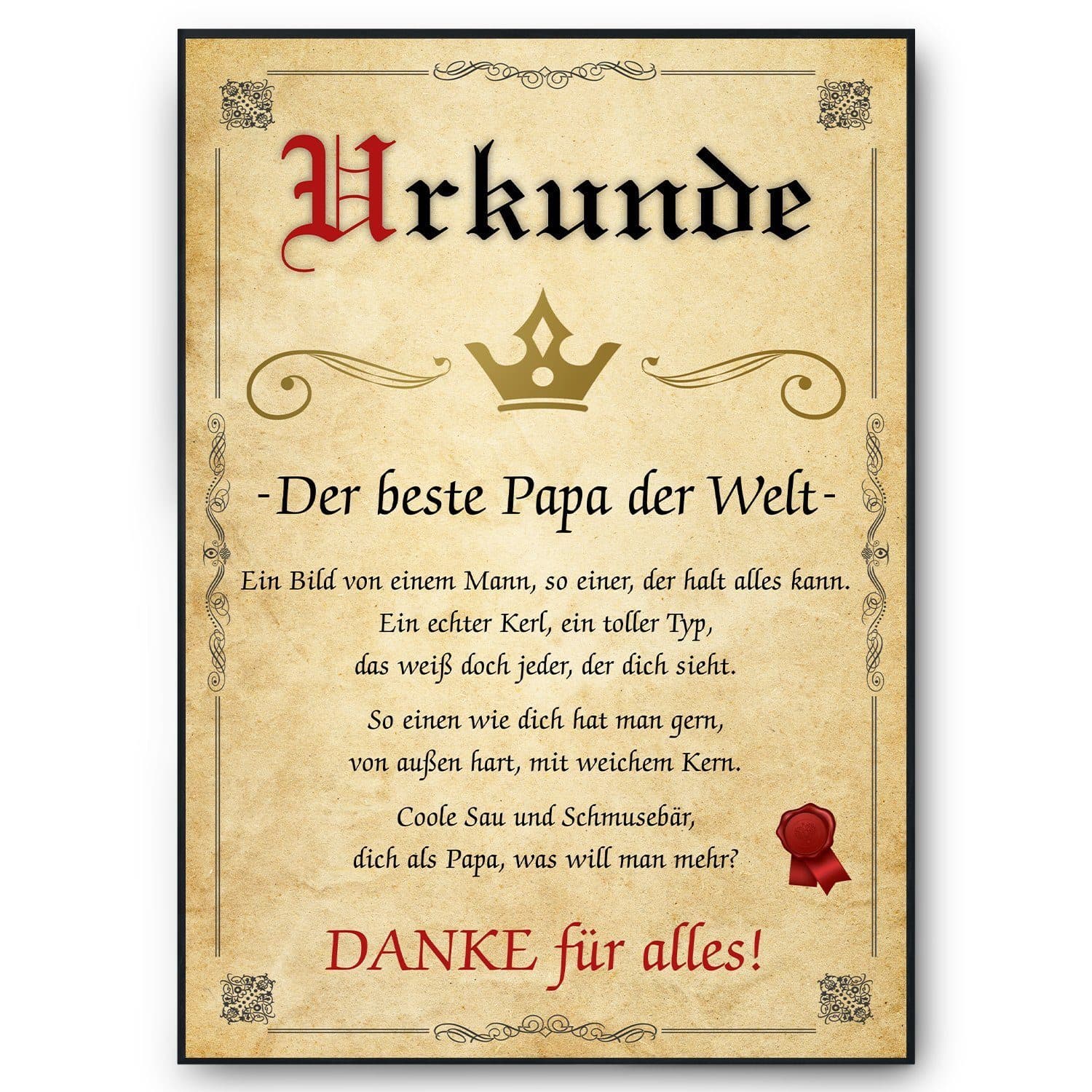 Tigerlino Poster Bester Papa Urkunde Geschenk - Bild 2