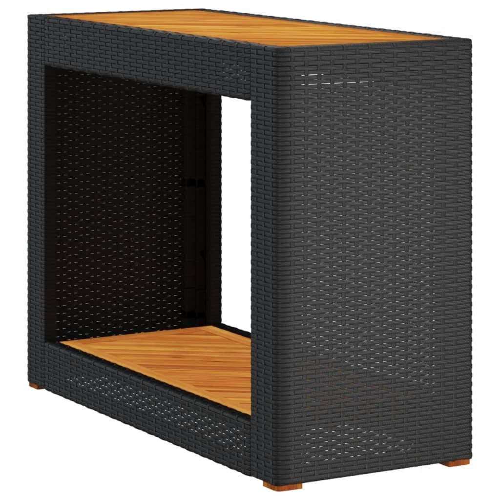 vidaXL Gartentisch Schwarz Poly Rattan mit Holzplatte - Bild 2