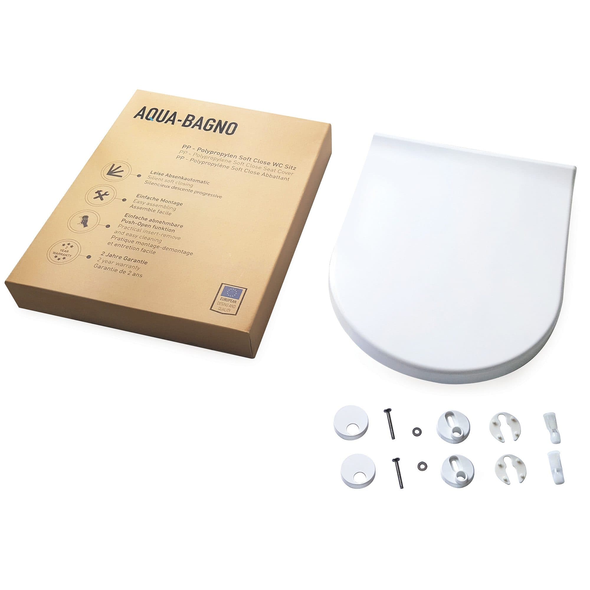 Aqua Bagno WC-Sitz Softclose Toilettendeckel Weiss Polypropylen - Bild 2
