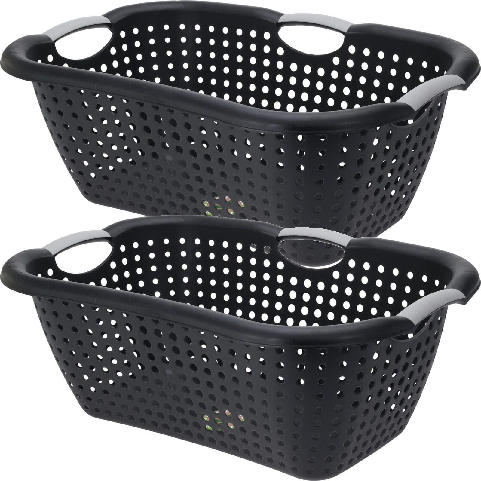Koopman Wäschekorb 2-er Set Schwarz/Grau Kunststoff 26 L - Bild 2