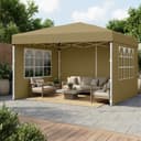 SONGMICS Pavillon 3m/6m x 3m mit Seitenwänden Beige/Grau Bild 2