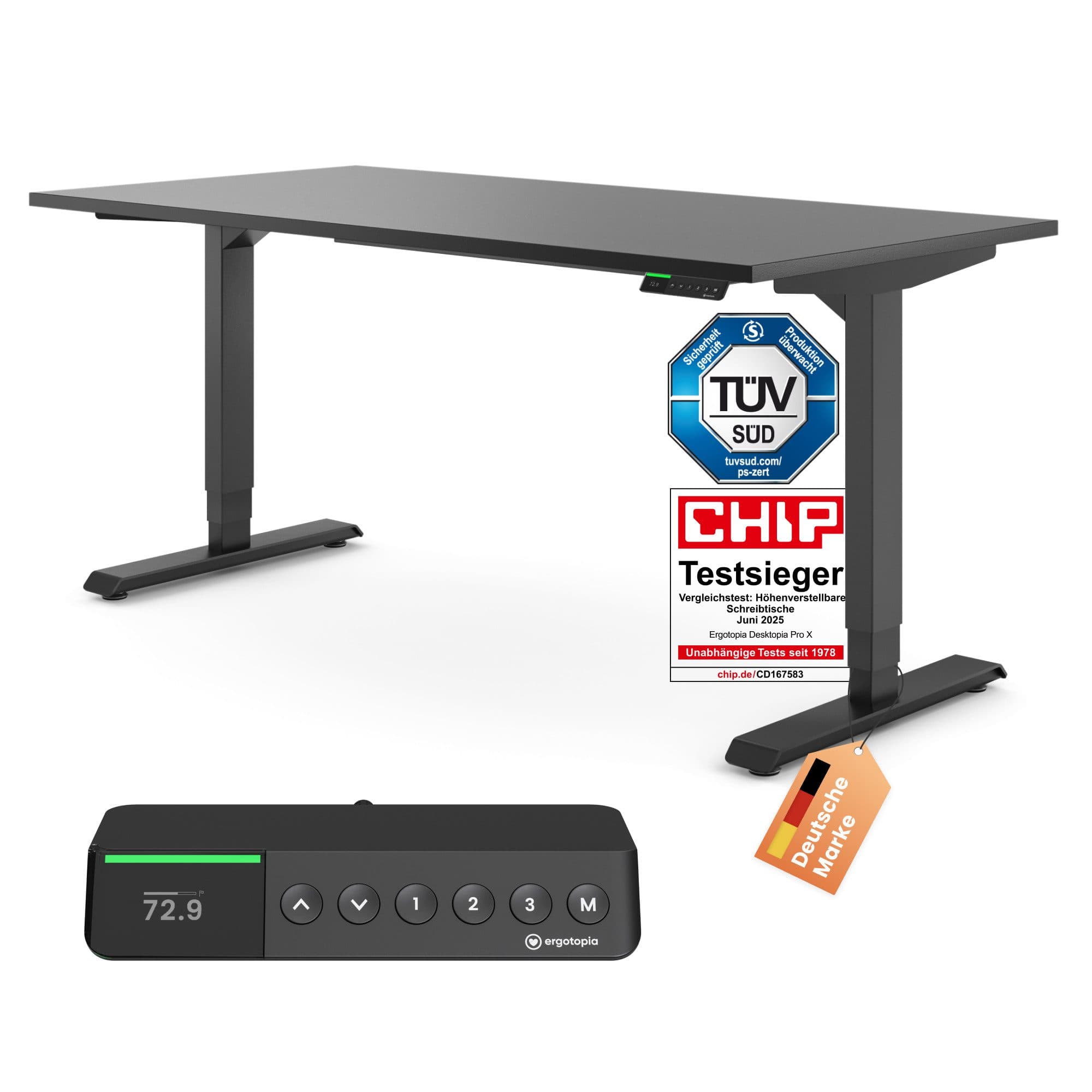 Ergotopia Desktopia Pro X Elektrisch Höhenverstellbarer Schreibtisch Schwarz - Bild 2
