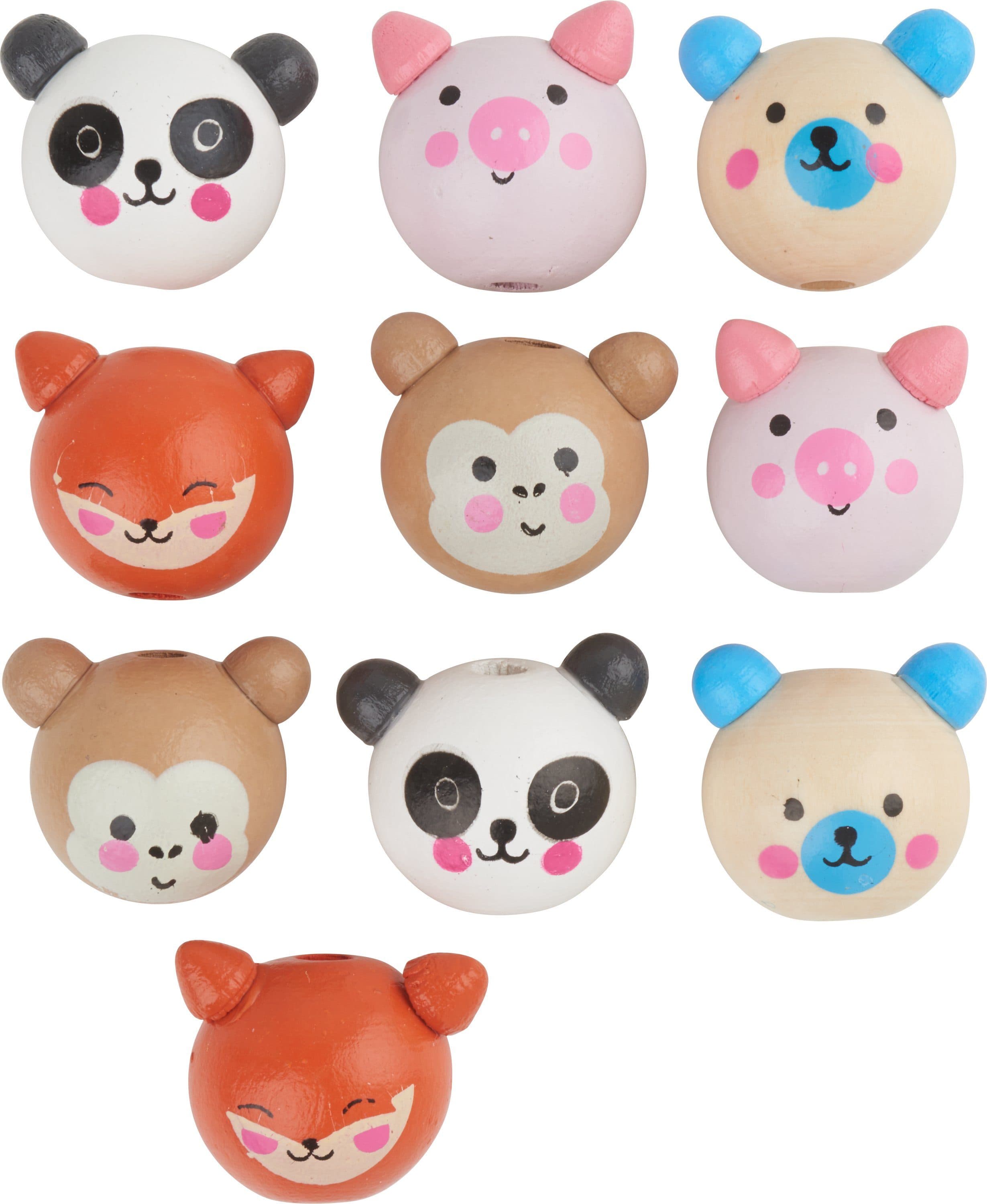 Folia Dekofigur Cute Animal 10 Stück Holz Tierköpfe