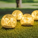 Spetebo LED Solar Kugel Leuchten 4er Set Crackle Glas Warmweiß Bild 2