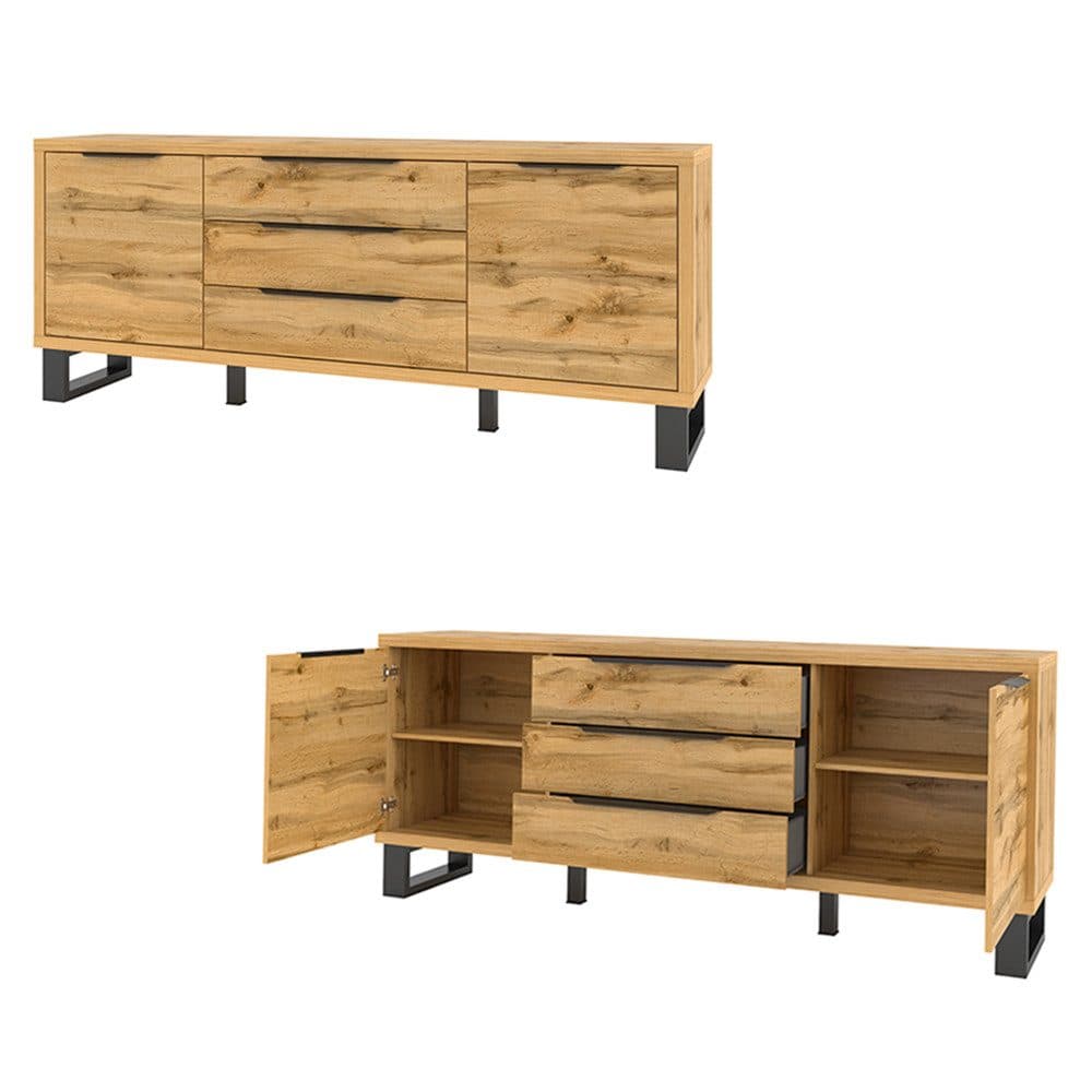 Lomadox Sideboard HENDERSON-83 Wohn-/Esszimmer Sideboard Wotan Eiche Nb. - Bild 2