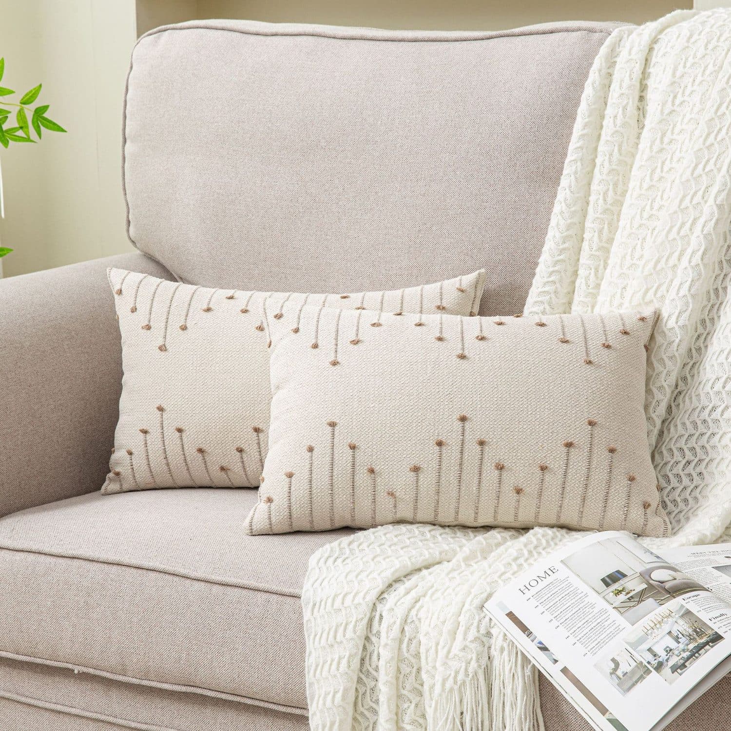 BYSURE Kissenbezug Set 2 Stück Beige Baumwolle Polyester - Bild 2