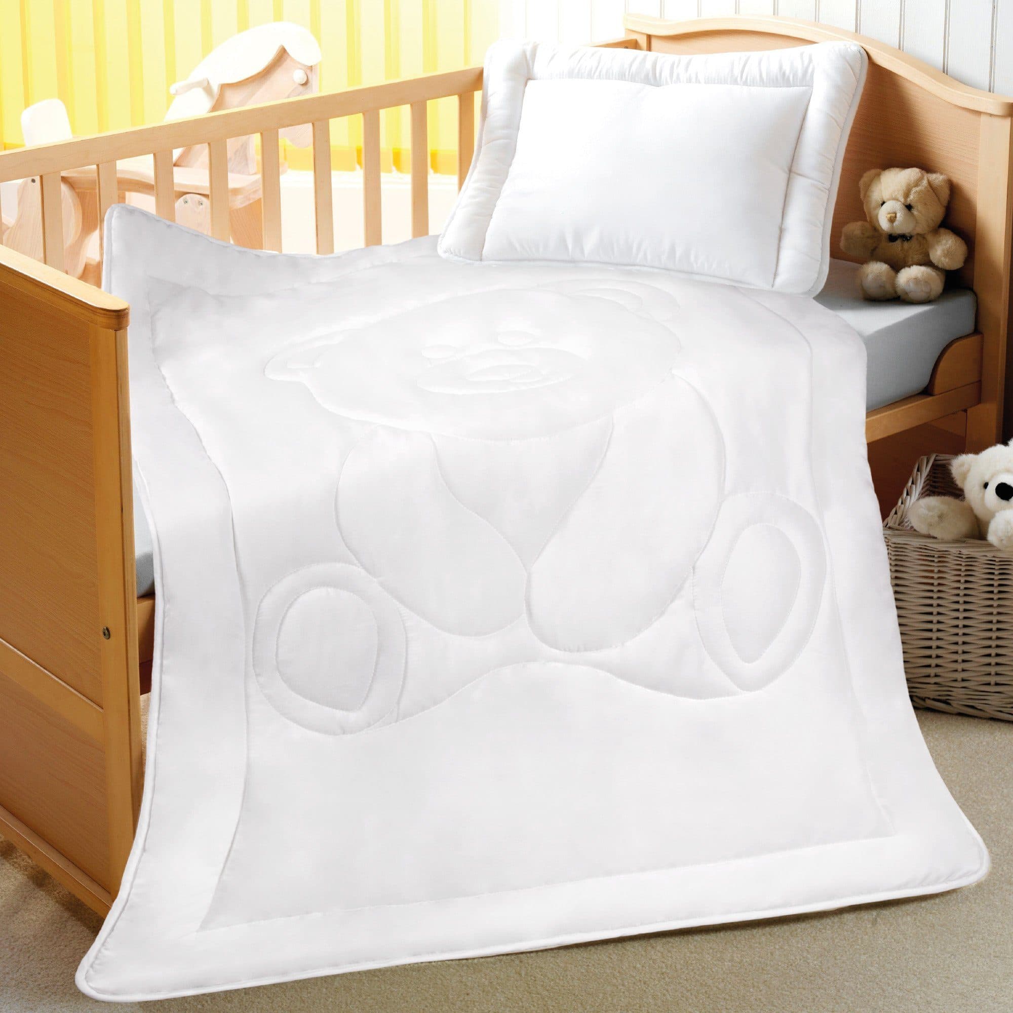 Bestlivings Kinderbettdecke + Kopfkissen Set Bärchen-Steppung Polyester - Bild 2