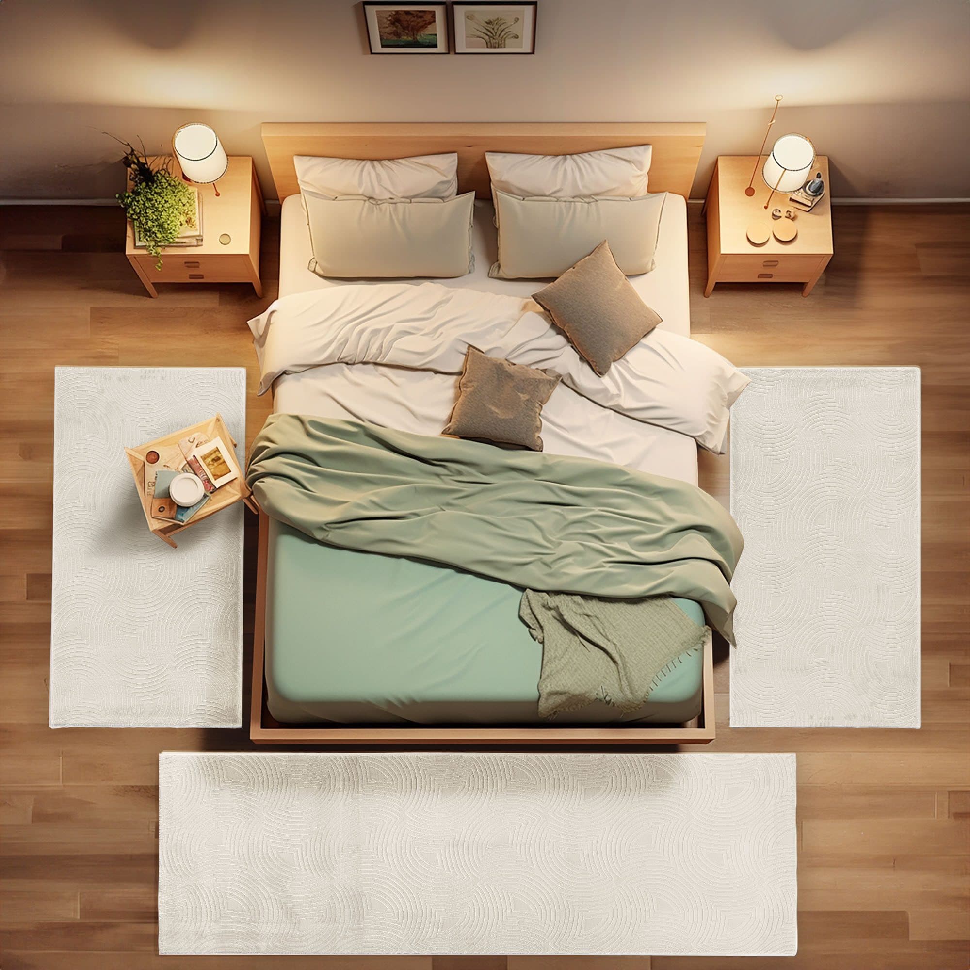 Carpettex Kurzflor-Bettumrandung Skandinavisches Boho Muster Beige Braun - Bild 2