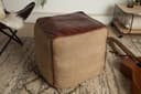 riess-ambiente Sitzhocker MUSTANG Echtleder Leinen Retro Bild 2