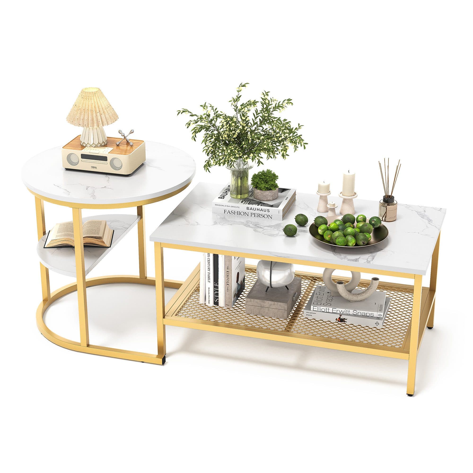 SEEZSSA Couchtisch 2er Set Gold Marmor Optik - Bild 2