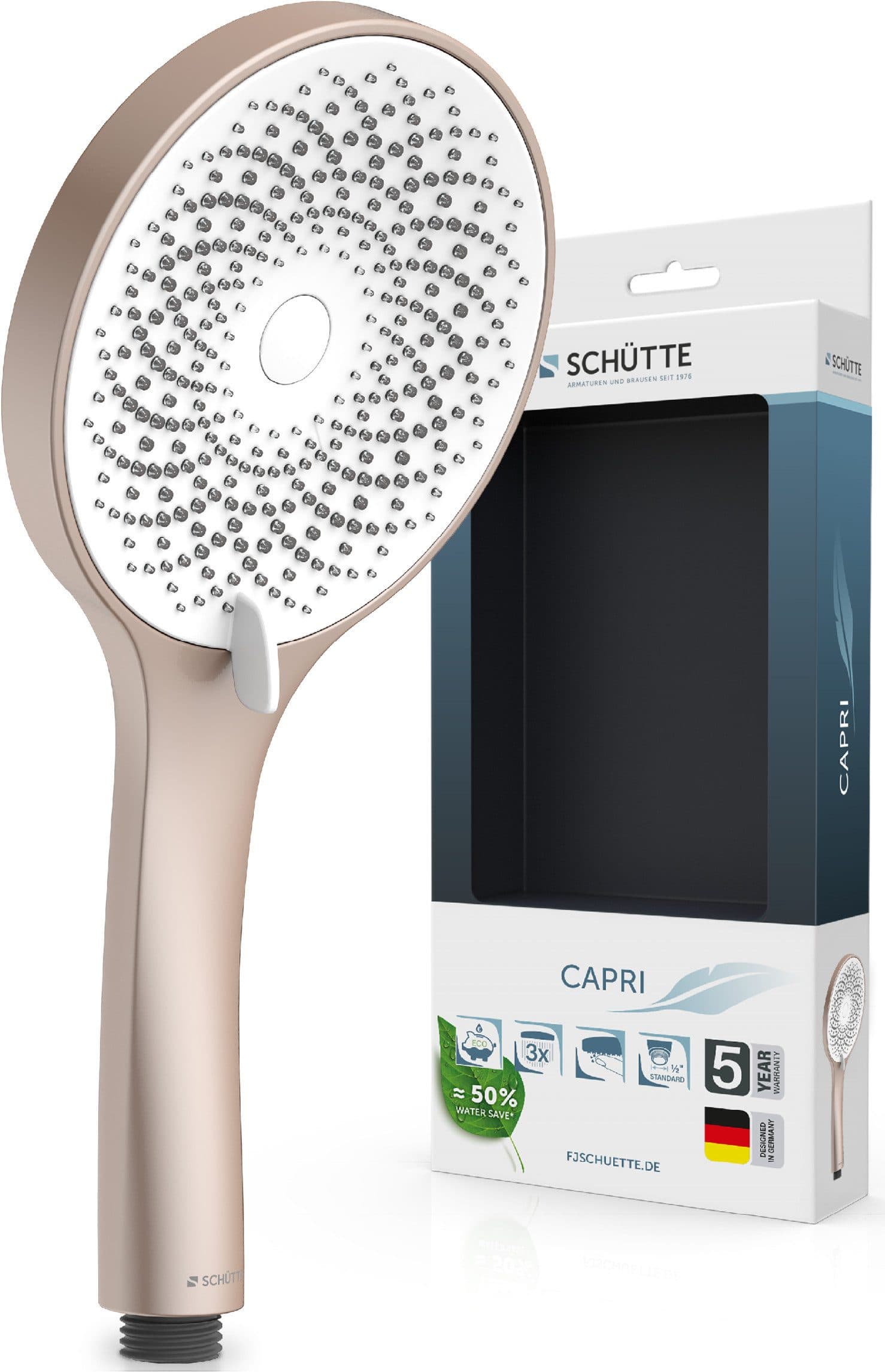 SCHÜTTE Handbrause CAPRI rosé matt 3-fach verstellbar Antikalk - Bild 2