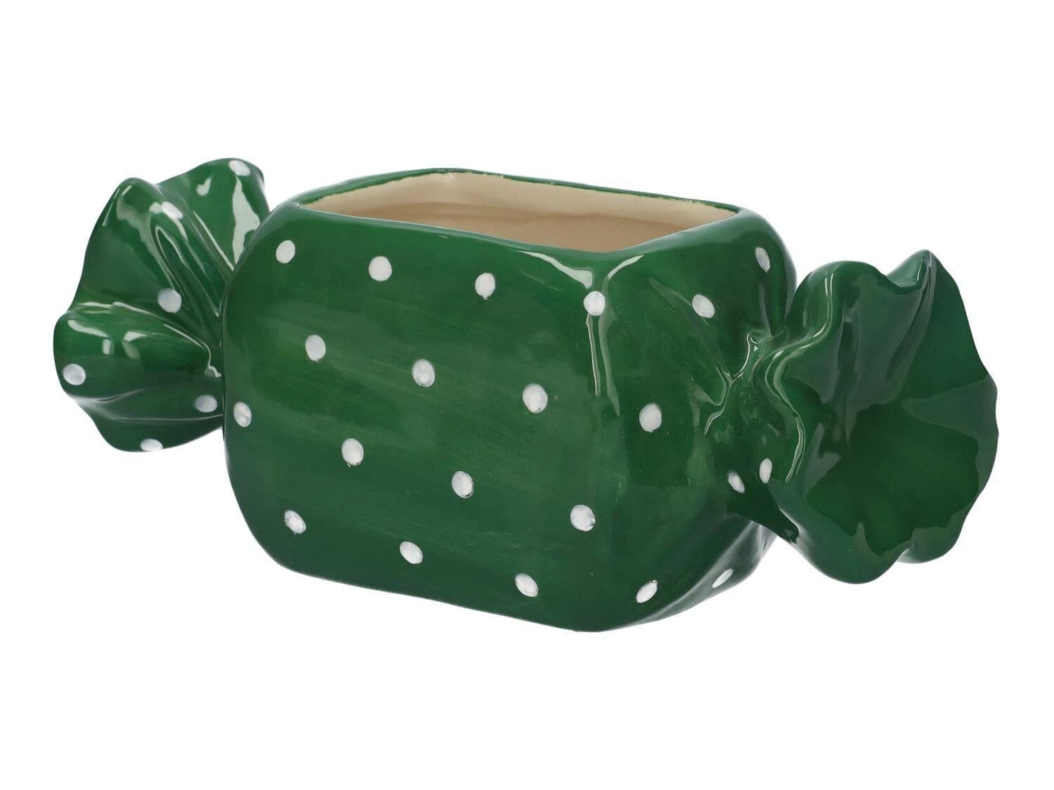INNA-Glas Blumentopf Bonbon Amiel Keramik Grün mit Punkten
