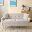 Merax 2-Sitzer Doppelsofa Beige Chenille mit Massivholzbeinen Bild 2