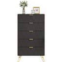 UEV Kommode mit 5 Schubladen, Highboard, Schmal Beistellschrank Schwarz Bild 2