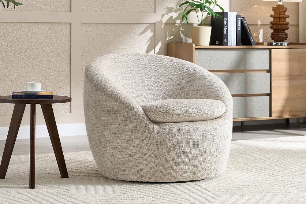 riess-ambiente Drehsessel ALPINE beige Strukturstoff 360° drehbar - Bild 2