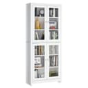 Homfa Vitrinenschrank Bücherschrank 190 cm 4 Glastüren Weiß Bild 2