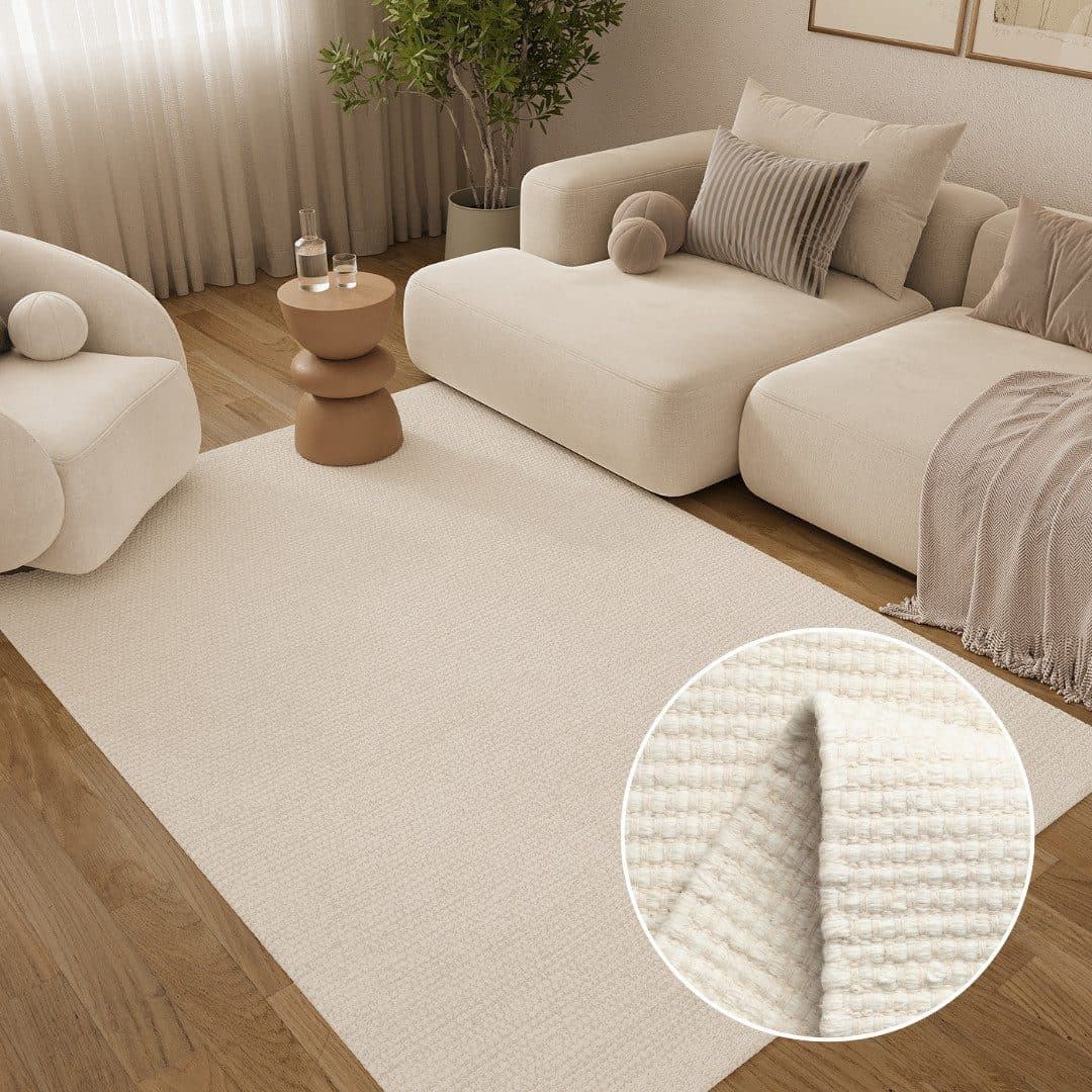 Tapiso Wollteppich LONI Weiß Handgefertigt Flach - Bild 2