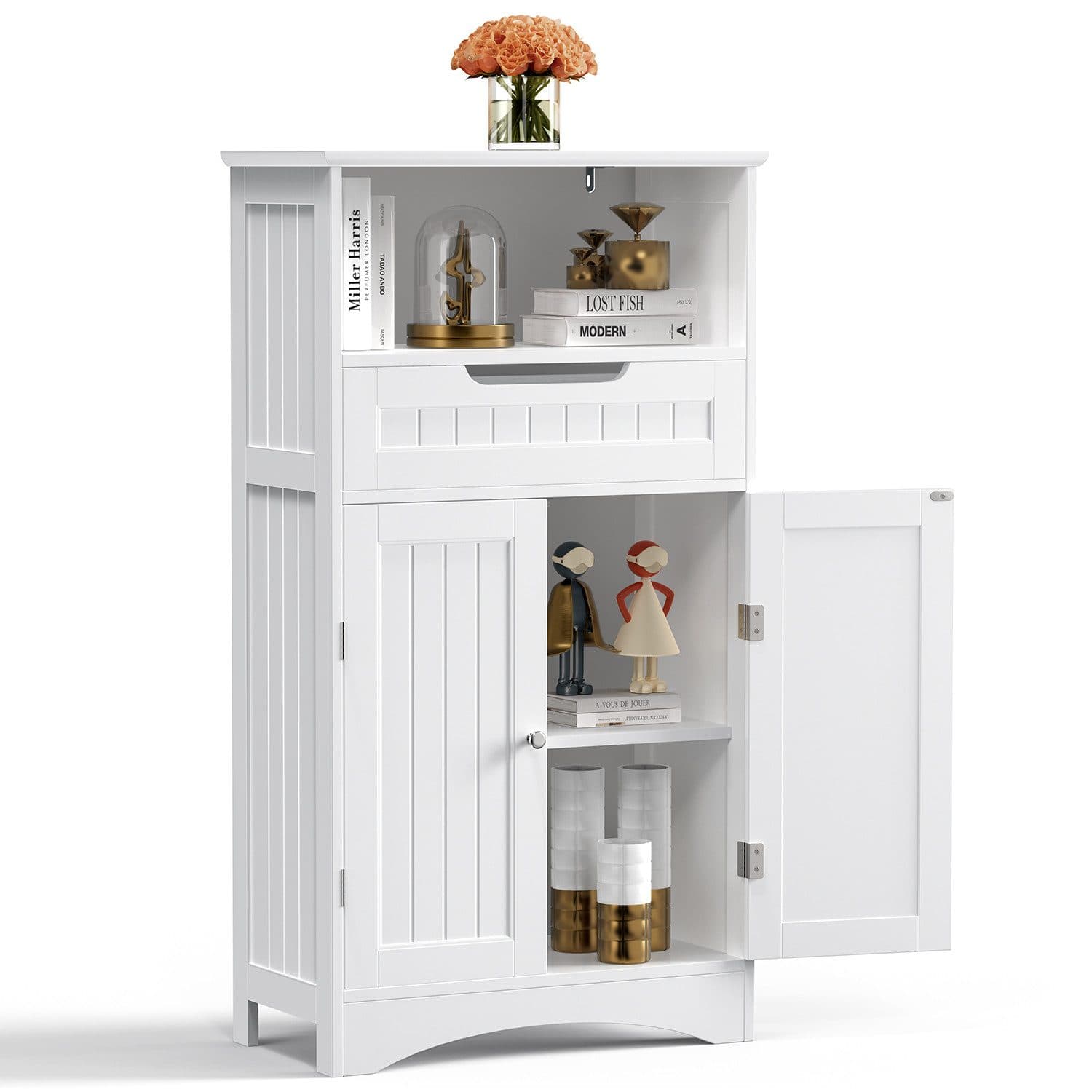 Bealife Badkommode, Kommode fürs Bad Sideboard, mit 2 Schubladen 2 Türen, Weiß - Bild 2