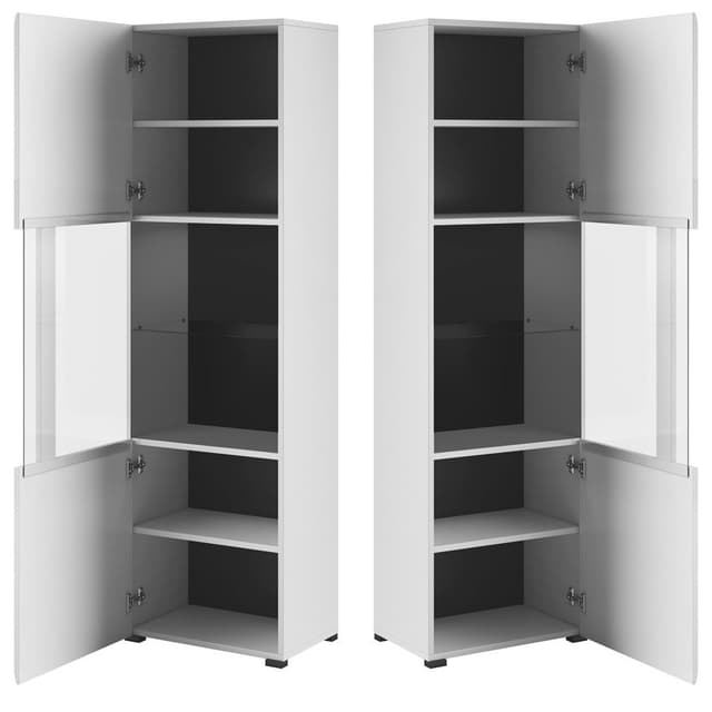 Vitrine Weiß Hochglanz mit schwarzer Beleuchtung