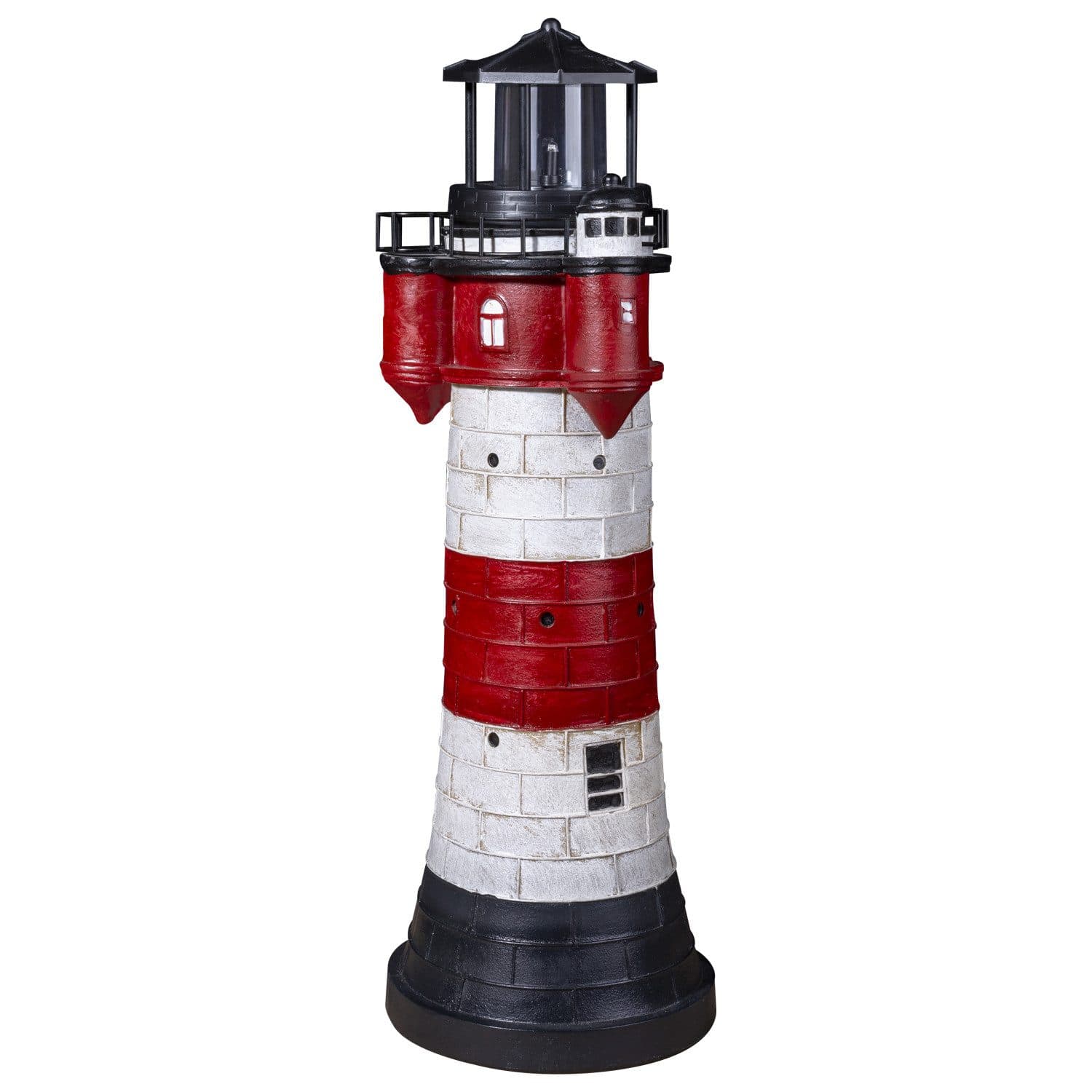 Fachhandel Plus Leuchtturm Roter Sand Solar LED blinkend Maritime Garten Dekoration - Bild 2
