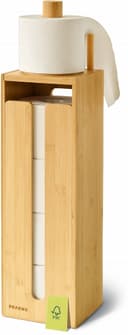 Praknu Bambus Toilettenpapierhalter Stehend mit Magnetdeckel Bild 2