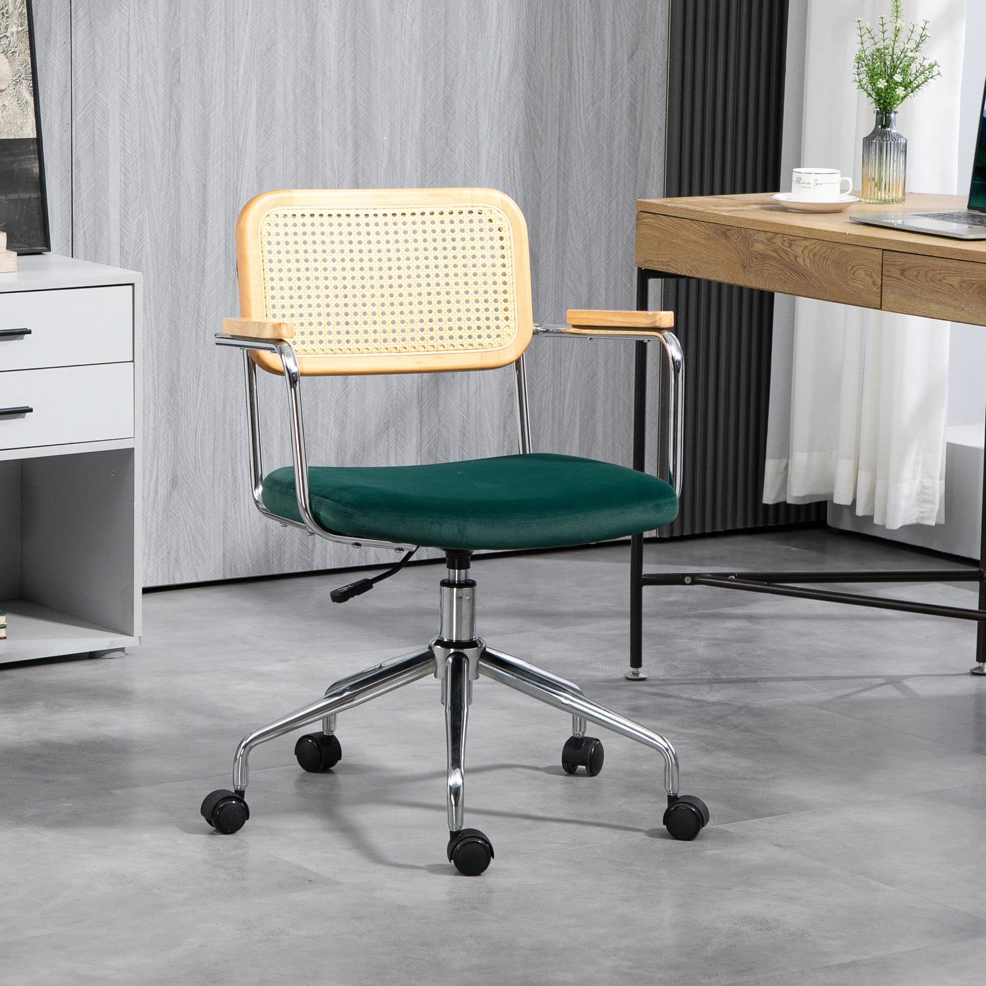 HOMCOM Bürostuhl Grün Höhenverstellbar mit Samtoptik - Bild 2