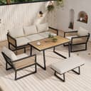 Merax Gartenlounge-Set 5-tlg. Beige mit Seil-Armlehnen Bild 2