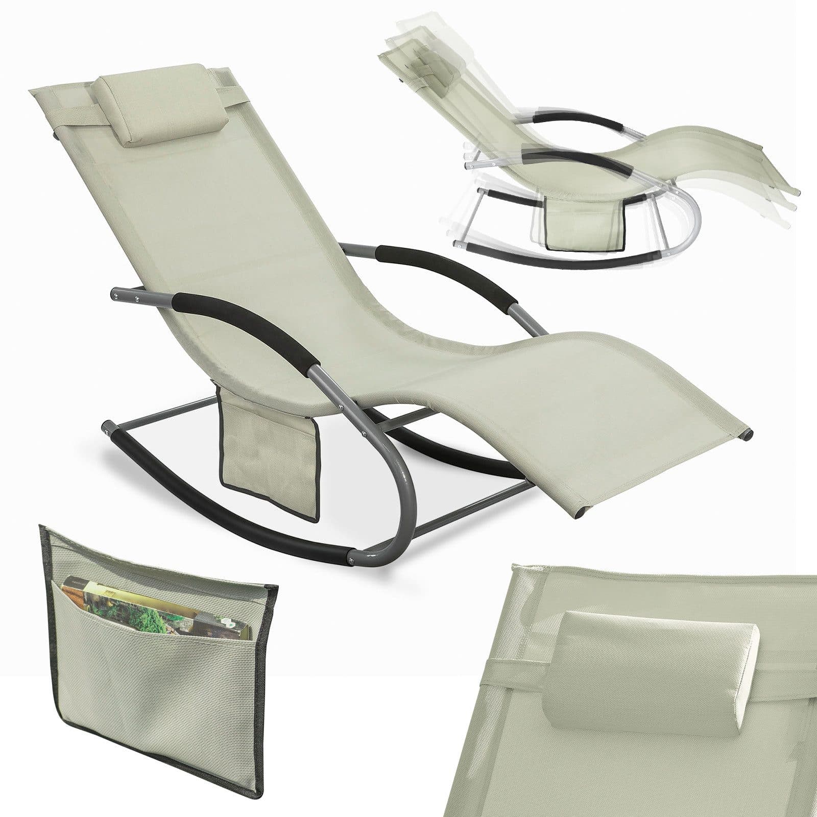 SoBuy Gartenliege OGS28 Sonnenliege mit Kopfkissen Beige - Bild 2