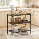 HOMCOM Küchenregal Industrielles Bäckerregal mit großer Arbeitsplatte, Stahlrahmen, 3-stufiges Standregal 1-tlg., für Esszimmer, Küche, Wohnzimmer, Rustikal-Braun Bild 2