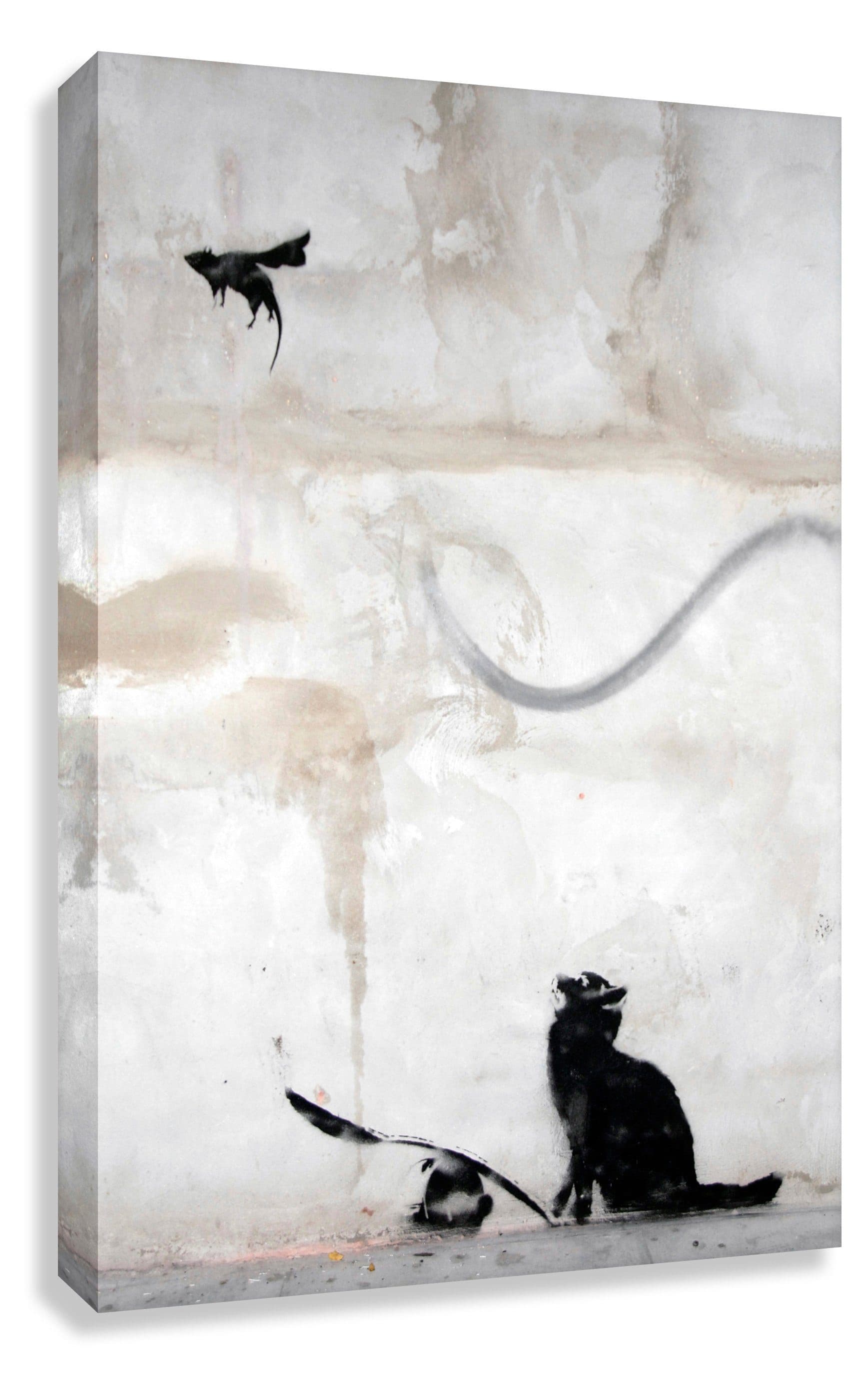 Leinwando Banksy Katze Fledermaus Streetart Leinwandbild Kunstdruck - Bild 2