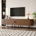 Merax Lowboard TV-Schrank Walnuss Holzoptik Rillenoptik Bild 2