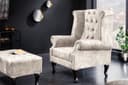Riess Ambiente Ohrensessel Chesterfield Champagner Beige Samt Bild 2